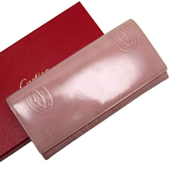 Cartier Wallet Happy Birthday Pink Patent Leather Ladies h23031