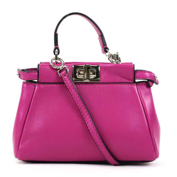 FENDI Crossbody Shoulder Bag Micro Peekaboo Leather Magenta Women's 8M0355