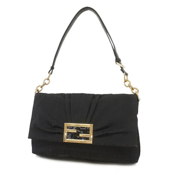 Fendi shoulder bag Zucca canvas black gold metal