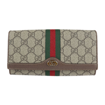 GUCCI Chain Wallet Sherry Long 546592 PVC Leather Beige Ebony Ophidia GG Supreme Shoulder Bag Mini