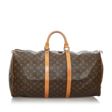 Louis Vuitton Monogram Keepall 55 Boston Bag M41424 Brown PVC Leather Ladies