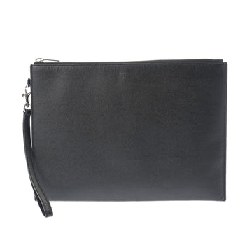 SAINT LAURENT Zip Tablet Holder Black 683865 Men's Grain Embossed Leather Clutch Bag