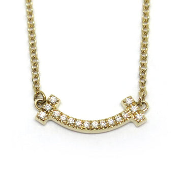 TIFFANY K18YG T Smile Diamond Necklace Women's ry