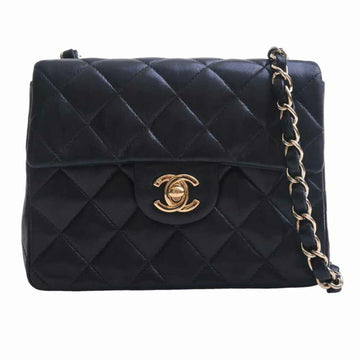 CHANEL Lambskin Matelasse Cocomark Chain Shoulder Bag - Black