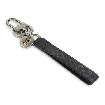 LOUIS VUITTON Key Ring Charm Monogram Eclipse Porte Cle Dragonne Metal/Monogram Canvas Silver/Black Gray Men's M61950