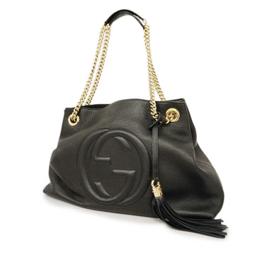 GUCCIAuth  Soho Shoulder Bag 308982 Women's Leather Shoulder Bag Black