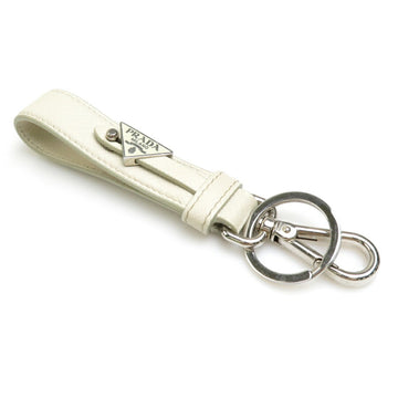 PRADA key ring leather ivory unisex 55204f