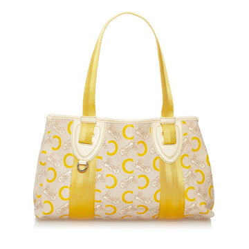 Celine C Macadam Carriage Pattern Tote Bag White Yellow PVC Nylon Ladies CELINE