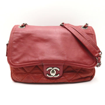 CHANEL ChainShoulder Red leather