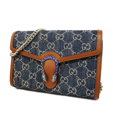 GUCCIAuth  Chain Wallet Dionysus GG Denim 401231 Blue,Brown