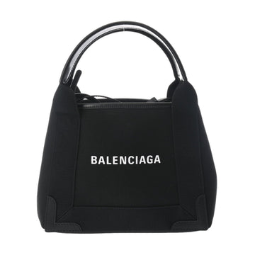 BALENCIAGA Navy Cabas XS Black 390346 Women's Canvas Calf Handbag