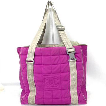 CHANEL Bag Sports Line Tote Pink Purple x Gray Shoulder Chocolate Bar Coco Mark Ladies Men's Nylon Canvas