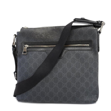 GUCCI Shoulder Bag GG Supreme 322279 Canvas Leather Black Silver Hardware Women's