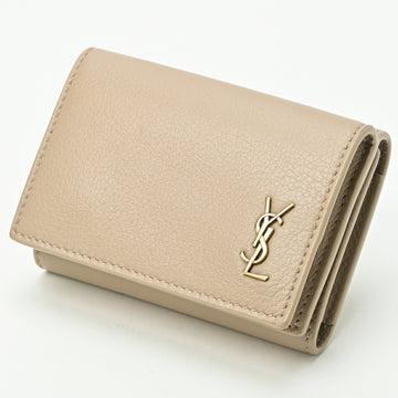 Shop Saint Laurent YSL LINE ORIGAMI TINY WALLET IN GRAINED LEATHER