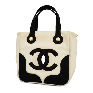 CHANELAuth  Marshmallow Women's Canvas Handbag,Tote Bag Black,Ivory