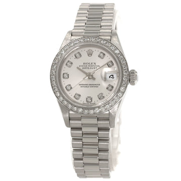 ROLEX 79136G Datejust 10P Diamond Watch Platinum PT Women's