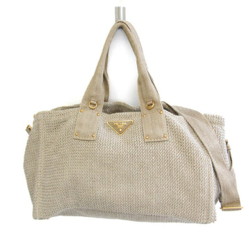 Prada BN2038 Women's Hemp Handbag,Shoulder Bag Beige