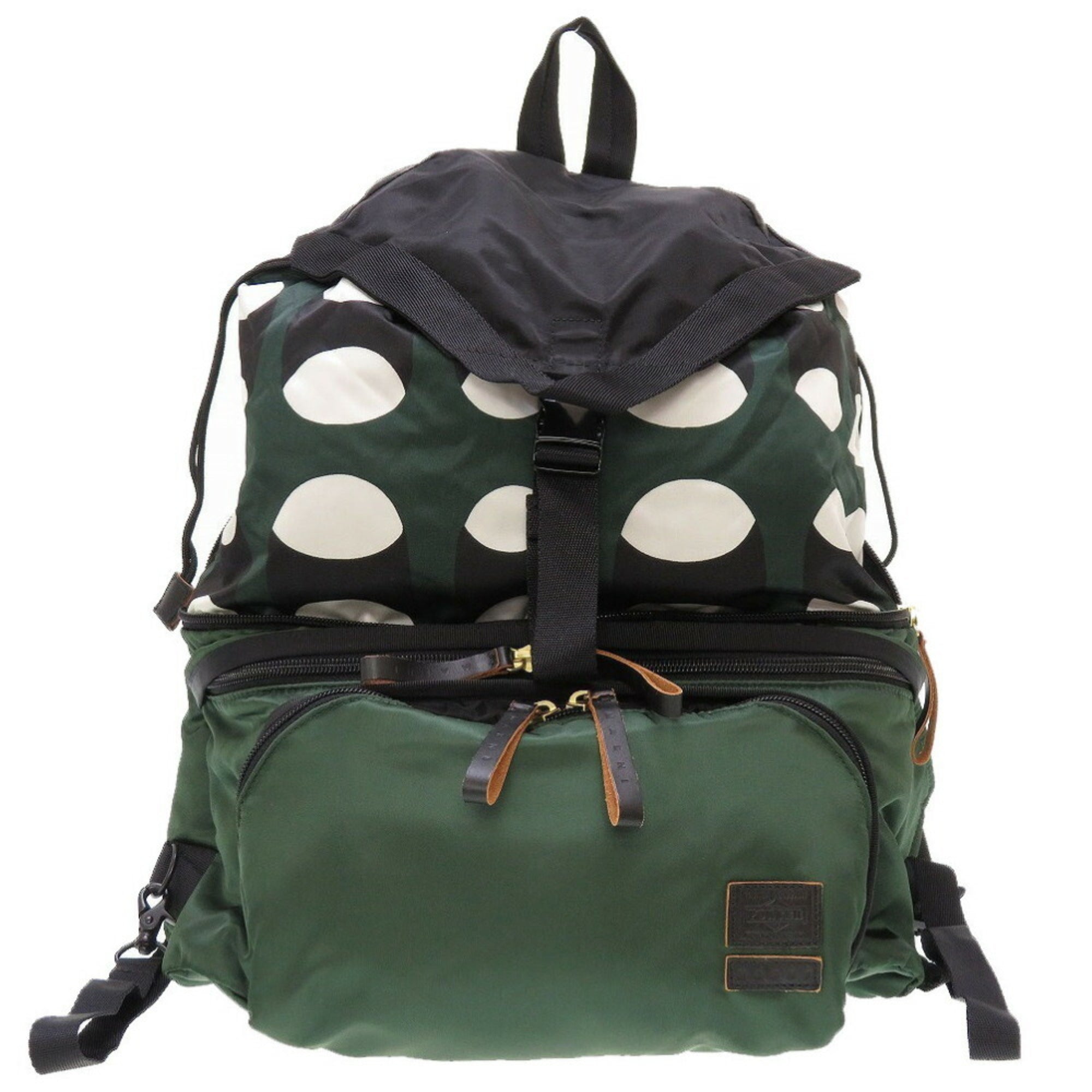 MARNI Porter Double Name Nylon Green Black 2way Waist Bag Rucksack