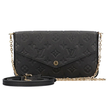 LOUIS VUITTON Pochette Felicie Monogram Emplant Shoulder Bag Noir Women's