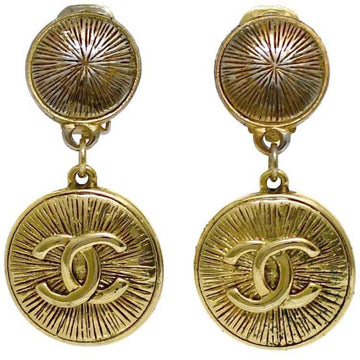 CHANEL Earrings Gold Coco Mark Swing GP Coin Round Ladies Non-pierced Swaying Binaural Clips