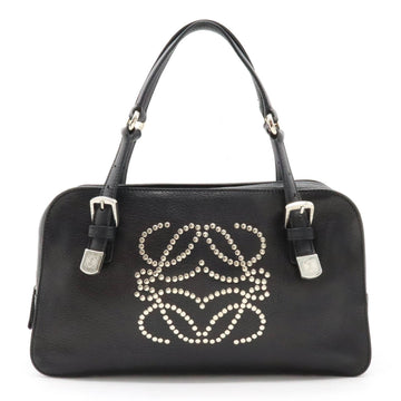 LOEWE Anagram Handbag Boston Studs Leather Black