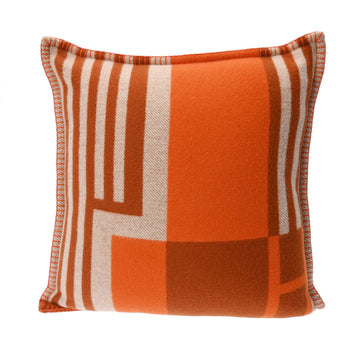 HERMES Cushion Itak Orange/Brown Unisex 90% Wool/10% Cashmere Miscellaneous Goods