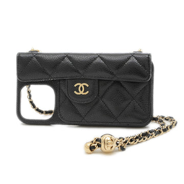 Chanel iPhone Case iPhone13/13Pro Black Caviar Skin Chain Shoulder