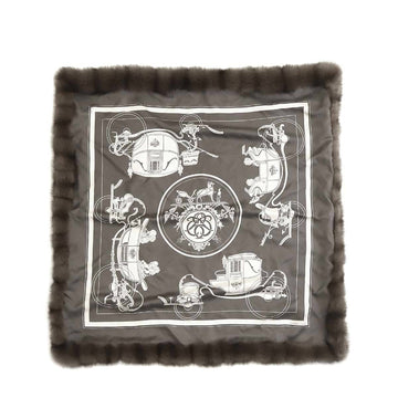 HERMES Carre 90 Large Scarf Ex Libris Book Tag 100% Silk Sable Brown Gray