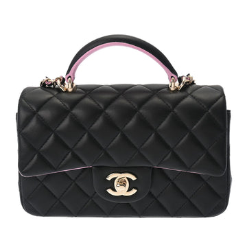 CHANEL Matelasse Chain Shoulder Black/Pink AS2431 Women's Lambskin Bag