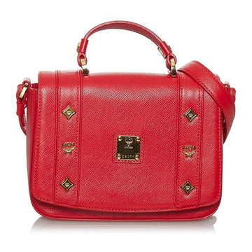 MCM Handbag Shoulder Bag Red Leather Ladies