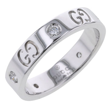 GUCCI Ring Icon 5P Width approx. 4mm K18 White Gold Diamond No. 10 Women's