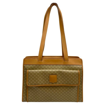 CELINE Vintage Macadam Blason Triomphe Logo Pattern Leather Handbag Tote Bag Beige