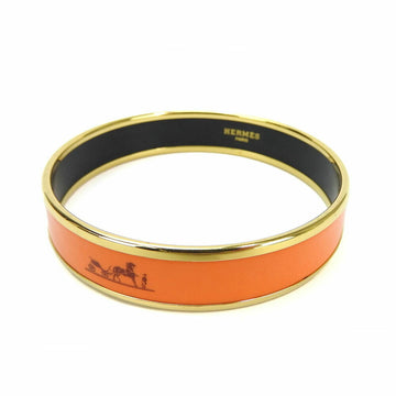 HERMES enamel bangle bracelet accessory cloisonne gold orange GP plated ladies accessories