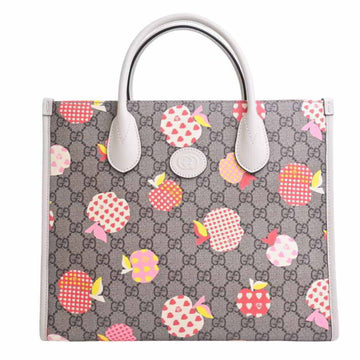 GUCCI GG Supreme Les Pommes Apple Small Tote Bag Beige/Multicolor PVC