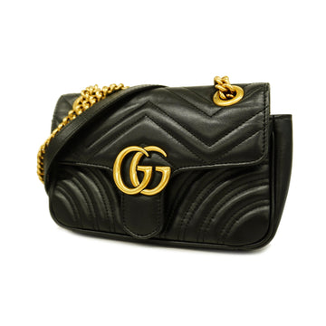 GUCCIAuth  GG Marmont Shoulder Bag 446744 Women's Leather Shoulder Bag Black