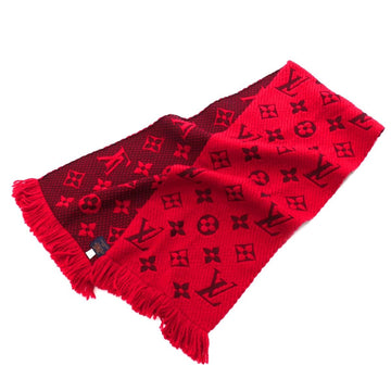 LOUIS VUITTON Muffler Logomania Wool Silk Ruby M72432 Scarf