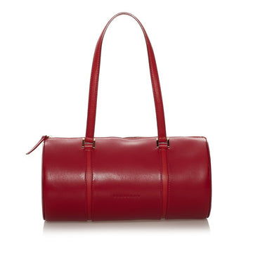 Burberry Nova Check Handbag Red Leather Ladies BURBERRY