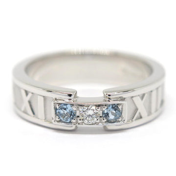 TIFFANY K18WG Atlas Aquamarine Diamond Ring No. 15 Women's ry