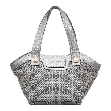 LOEWE handbag tote bag gray silver canvas leather ladies