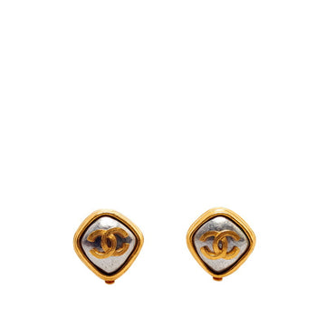 CHANEL coco mark rhombus earrings gold silver plated ladies