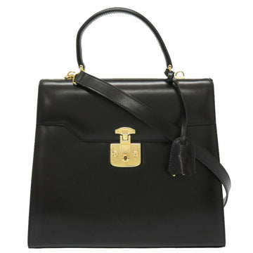 Gucci Lady Lock Black Leather 000 110 0192 2WAY Handbag 0128 GUCCI