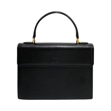 VALENTINO Logo Embossed Fringe Tassel Leather Genuine Handbag Mini Tote Bag Black