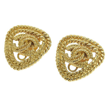 CHANEL Cocomark Triangle Earrings Gold Women's