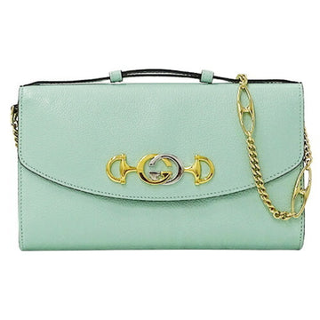 GUCCI Bag Ladies Handbag Shoulder Chain Zumi Leather Mint Green 572375