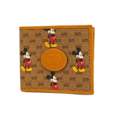 GUCCI Wallet Micro GG Disney Collaboration Mickey Mouse 602549 Leather Light Brown Gold Hardware Women's