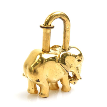 HERMES Cadena Charm Animal Motif Elephant Metal Gold Unisex