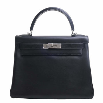 HERMES Vaux Swift Kelly 28 Handbag Black Ladies
