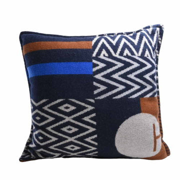 HERMES wool cashmere cushion blue multicolor ladies