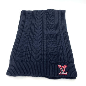 LOUIS VUITTON MP2866 LV Logo Escharpe Cable Muffler Wool Unisex Navy