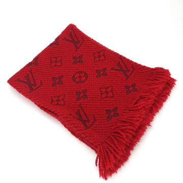 LOUIS VUITTON Scarf Escharpe Mania M72432 Red Wool Silk Accessories Men Women  Monogram